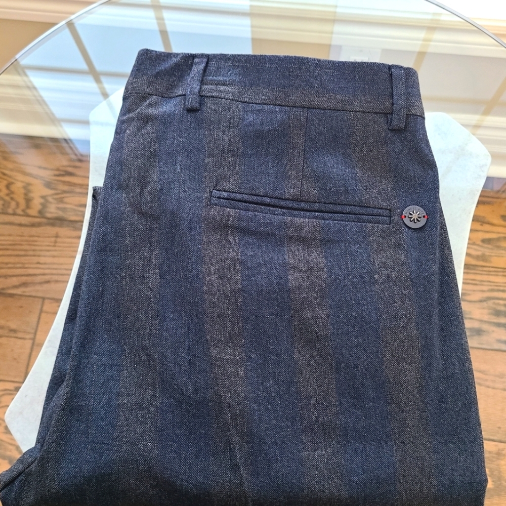 MANUEL RITZ Cotton/Wool Plaid Trousers - 40" Waist, Blue/ Dark Grey